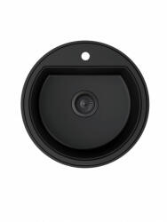  MILO ESSENCE kerek gránit mosogató szifonnal 51 cm - Fekete (Lava Stone) (ESS-L-1KBO)