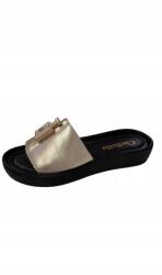 CheBello Flip-flop papucs CheBello 4422 bőr vastag alj arany díszítés 38 (4422)