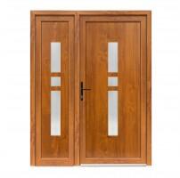 Bastion Usa exterior dubla PVC GISELA, profil Klass, 1400x2050 mm, deschidere stanga, stejar auriu