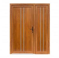 Bastion Usa exterior dubla PVC OLIVIA, profil Klass, 1400x2050 mm, deschidere dreapta, alb stejar auriu