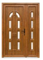 Bastion Usa exterior dubla PVC MAGNOLIA, profil Klass, 1400x2050 mm, deschidere dreapta, alb stejar auriu