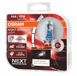 OSRAM SET 2 BECURI 12V H4 60/55 W NIGHT BREAKER LASER NextGen +150% OSRAM (64193NL-DUO)