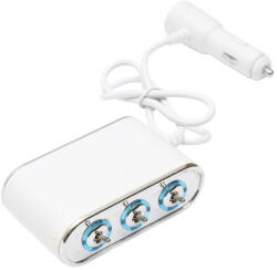 AVEX Adaptor bricheta auto tripla 12/24V, iluminata LED, cu intrerupator individual si 1 port USB, 5V, 2.1A (AVX-T081222-1)