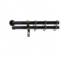 Sn Deco Group Kit galerie metalica dubla extensibila negru auriu 200-350cm 16/19mm, capat dop rotund Suport draperie