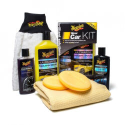 Meguiar's Pachet cosmetica auto Meguiar's, contine : sampon, ceara, solutie anvelope, laveta, manusa tip laveta, bureti aplicare, New Car Kit EU (G3201EUMG)