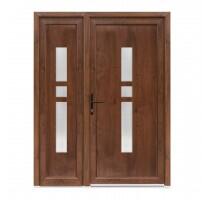 Bastion Usa exterior dubla PVC GISELA, 1400x2050 mm, deschidere stanga, nuc