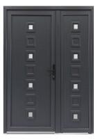 Bastion Usa Intrare PVC Lola dubla, 5 camere izolare, 1400x2050 mm, deschidere dreapta privit din interior, alb interior/antracit exterior