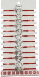 Flippy Bratara Martisor pentru Dama, Jolie, Model Inima Glob, Set 12 bucati, Pandativ Argintiu din Inox cu Snur Rosu Ajustabil (128085)