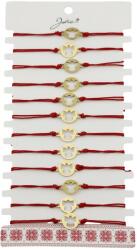 Jolie Bratara Martisor pentru Dama, Jolie, Model Inger, Set 12 bucati, Pandativ din Inox Auriu, Snur Ajustabil Impletit, Rosu (127978)