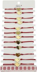 Flippy Bratara Martisor pentru Dama, Jolie, Model Inima mica, Set 12 bucati, Pandativ Auriu din Inox cu Snur Rosu Ajustabil (127990)