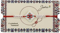 Flippy Martisor Traditional Bratara Norocoasa, Jolie, Model Romb Multicolor, Bratara Martisor pentru Copii, din Plastic/Textil, Snur Alb/Rosu (165489)