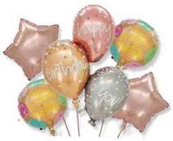 Flippy Baloane pentru aniversare, Flippy, tematica Happy Birthday, set 7 baloane, 3 in1 Balon 86 x 110 cm, 2 Stele, 2 Rotunde, din folie de aluminiu, pai de carton inclus, Multicolor (129924)