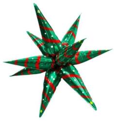 Flippy Balon Stea, Flippy, din Folie de Aluminiu, Tema Craciun, 12 Varfuri, 65 x 23 cm, Verde/Rosu (162143)