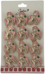 Flippy Set 12 Brose Martisor pentru Copii, Jolie, Model Unicorn cu Par Roz, cu Mesaj Esti Unica, Multicolor (128214)