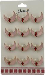 Flippy Set 12 Brose Martisor pentru Copii, Jolie, Model Semiluna cu Trandafiri, Roz (128204)
