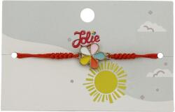 Flippy Martisor Bratara pentru Copii, Jolie, Model Floare, din Metal Auriu cu Snur Impletit Rosu, Multicolor (134938)