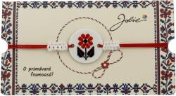 Flippy Martisor Traditional Bratara Norocoasa, Jolie, Model Rotund Floare, Bratara Martisor pentru Copii, din Plastic/Textil, Snur Rosu/Alb (165496)