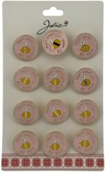Flippy Set 12 Brose Martisor pentru Copii, Jolie, Model Albinuta, cu Mesaj Don`t Worry Bee Happy, Roz Galben (128234)