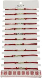 Jolie Bratara Martisor pentru Dama, Jolie, Model Mama, Set 12 bucati, Pandativ din Inox Auriu, Snur Ajustabil Impletit, Rosu (127995)