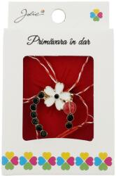 Flippy Martisor Brosa, Jolie, Model Potcoava cu Floare Alba, Metal Emailat in Culori, Sistem de Prindere cu Ac, Dimensiune 2.5-3 cm, Ambalaj Individual cu Design, Multicolor (134771)