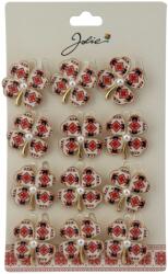 Flippy Set 12 Brose Martisor Primavara, Jolie, Model Trifoi Traditional cu Perla, Rosu (128315)