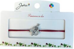 Jolie Martisor tip Bratara cu Pandantiv Metalic, Jolie, Snur Textil Rosu, Model Inima Love, Dimensiune Reglabila, Nod Dublu, Ambalata Individual (165756)