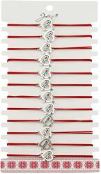 Jolie Martisor Bratara Elastica cu Pandantiv din Inox, Jolie, pentru Dama, Set 12 bucati, Snur Rosu Textil, Model Inima Love (128115)