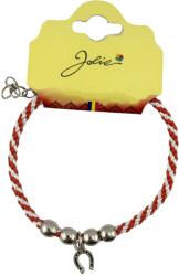 Flippy Martisor de Tip Bratara cu 4 Bile si Pandativ Metalic, Jolie, Model Potcoava, Design Clasic, Snur Rasucit Alb/Rosu, Cu Sistem de Inchidere Reglabil (165693)