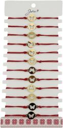 Flippy Bratara Martisor pentru Dama, Jolie, Model Fluture in Moneda, Set 12 bucati, Pandativ Auriu din Inox cu Snur Rosu Ajustabil (127987)