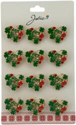 Flippy Set 12 Brose Martisor Primavara, Jolie, Model Inima Impodobita cu Trifoi si Buburuza, Verde (128317)