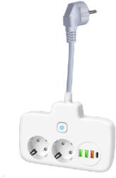 Flippy Adaptor Priza, Flippy, 6 in 1, 2 Prize Standard, 3 Porturi USB, 1 Port Tip C, Buton Oprire, 2500W, din PC, Alb (162340)