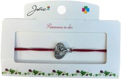 Jolie Martisor tip Bratara cu Pandantiv Metalic, Jolie, Snur Textil Rosu, Model Inima Eleganta, Dimensiune Reglabila, Nod Dublu, Ambalata Individual (165758)