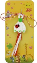 Jolie Martisor pentru Copii, Jolie, Model GHIOCEL cu BUBURUZA, din Cauciuc, cu Snur Impletit Alb/Rosu, Ambalaj Carton cu Design, Alb (165810)