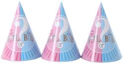 Flippy Set 6 Coifuri Gender Reveal, Flippy, Girl or Boy, din Carton, 20 x 14 cm, Roz/Albastru (130475)