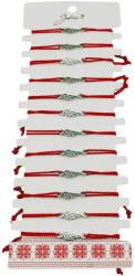 Jolie Bratara Martisor pentru Dama, Jolie, Model Aripa, Set 12 bucati, Pandativ Argintiu din Inox cu Snur Rosu Ajustabil (128177)