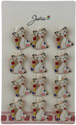 Flippy Set 12 Brose Martisor pentru Copii, Jolie, Model Pisica, Alb (128216)