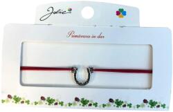 Jolie Martisor tip Bratara cu Pandantiv Metalic, Jolie, Snur Textil Rosu, Model Potcoava Puncte, Dimensiune Reglabila, Nod Dublu, Ambalata Individual (165755)