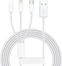 Flippy Cablu USB 3in1 Flippy SX - 21, USB la micro USB/USB-C/compatibil iphone, 3A, 1.2m (alb) (123362)