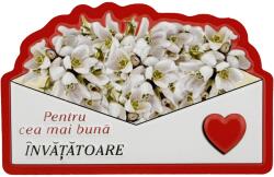 Flippy Martisor pentru Invatatoare, Flippy, Set 24 Bucati, Magnet Martisor pentru Frigider, Mesaj pentru Invatatoare, 10 x 6 cm, Alb Rosu (165521)