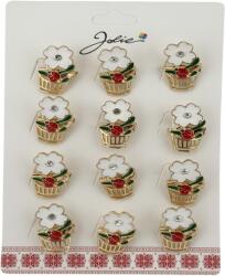 Flippy Brose Martisor, Jolie, Set 12 Bucati, Model Floare si Buburuza, Brose din Metal, Aspect Lacuit, Multicolor (134044)