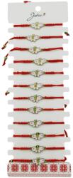 Jolie Martisor Bratara pentru Dama si Copii, Jolie, Model Fluture Vesel, Set 12 bucati, Pandantiv Emailat Roz, Snur Reglabil, Rosu (128016)