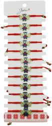 Jolie Martisor Bratara pentru Dama si Copii, Jolie, Model Bufnita Inteleapta cu Inimioara, Set 12 bucati, Pandantiv Emailat, Snur Reglabil, Rosu/Multicolor (128019)