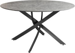 Invicta interior Masa de dining HELIX rotunda 120cm, aspect piatra gri, cu cadru metalic negru (47068)