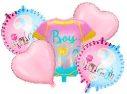 Flippy Baloane pentru GENDER REVEAL, Flippy, Model Petrecere, Set din 5 bucati, din folie de aluminiu, 55 x 61.5 cm Roz Albastru (129929)