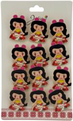 Flippy Set 12 Brose Martisor pentru Copii, Jolie, Model Fetita, cu Mesaj Zambeste, Multicolor (128222)