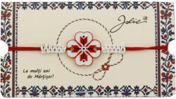 Flippy Martisor Traditional Bratara Norocoasa, Jolie, Model Trifoi Port Traditional, Bratara Martisor pentru Copii, din Plastic/Textil, Snur Rosu/Alb (165493)