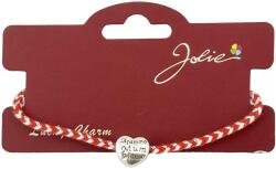 Flippy Bratara Martisor Reglabila, Jolie, Model Inima cu inscriptie: Mamma / Mum / Mama, snur Impletit, 9 x 4 cm, Alb Rosu (122927)
