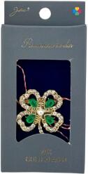 Flippy Martisor Brosa Placata cu Aur 24K, Jolie, Dimensiune Brosa 2-3 cm, Model Trifoi cu Pietre Verzi (134822)