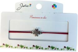 Jolie Martisor tip Bratara cu Pandantiv Metalic, Jolie, Snur Textil Rosu, Model Trifoi cu Patru Foi, Dimensiune Reglabila, Nod Dublu, Ambalata Individual (165752)
