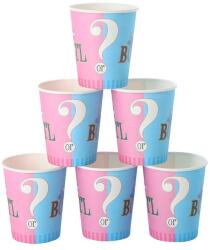 Flippy Set 10 Pahare Gender Reveal, Flippy, Girl or Boy, din Carton, 7 x 5 x 8.5 cm, 250 ml, Roz/Albastru (130474)
